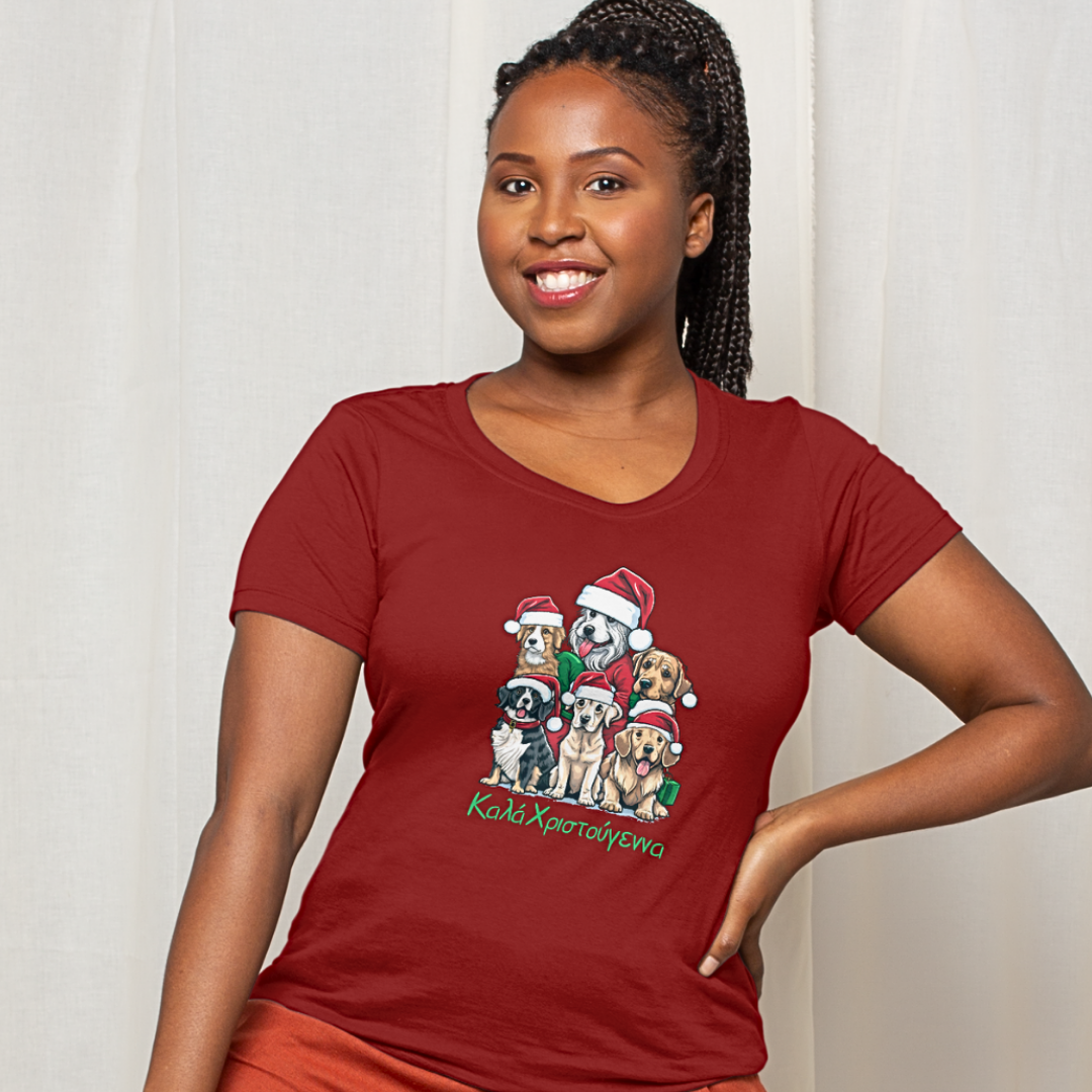 Grieks t-shirt Fijne Kerst met honden