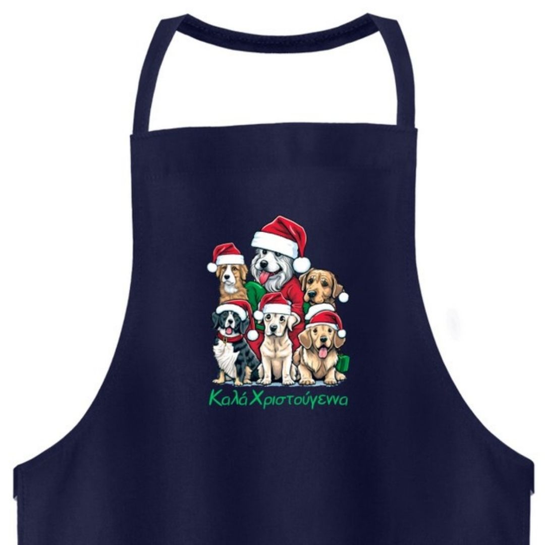 Kerstschort met honden en Fijne Kerst in het Grieks