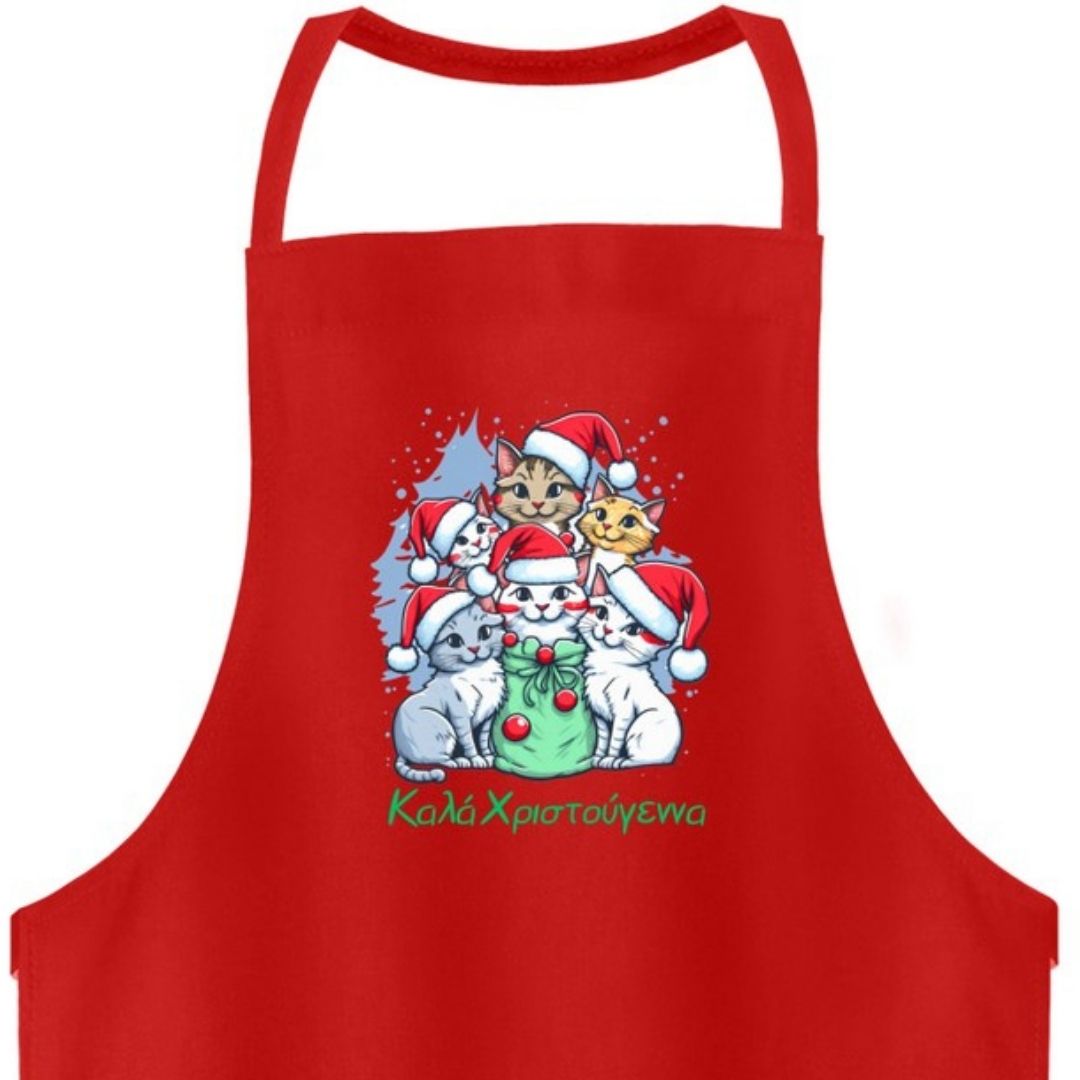 Kerstschort met Fijne Kerst in het Grieks met poezen